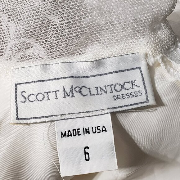 Vintage Scott McClintock White Formal Lace Gown Lined Floral pattern Size 6 - Picture 2 of 11